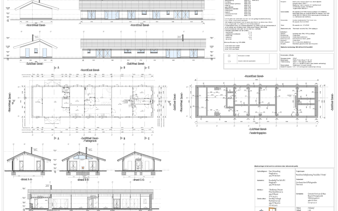 Bouwkundig tekenwerk ‘Nieuwbouw’ bedrijfswoning Sevenum